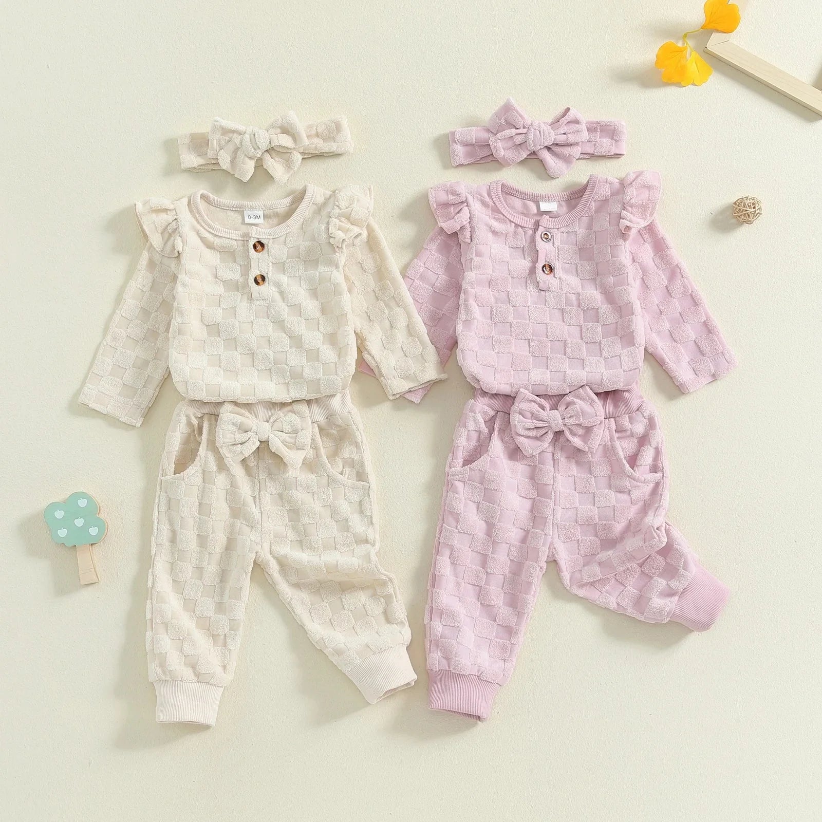 Solid Claire Checker Outfit & Bow