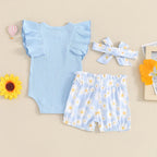Ribbed Ruffles Daisy Shorts Outfit