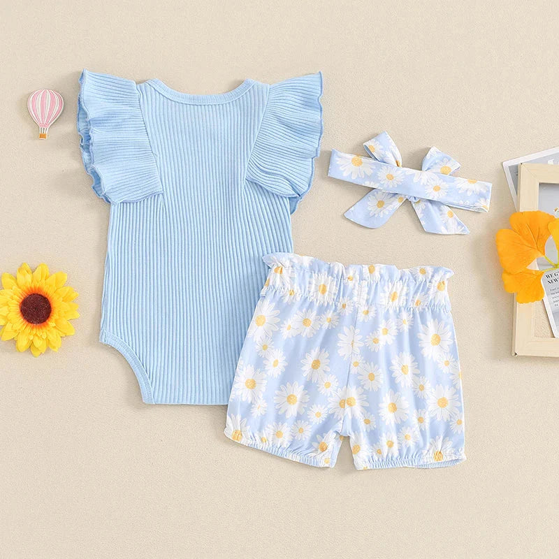 Ribbed Ruffles Daisy Shorts Outfit