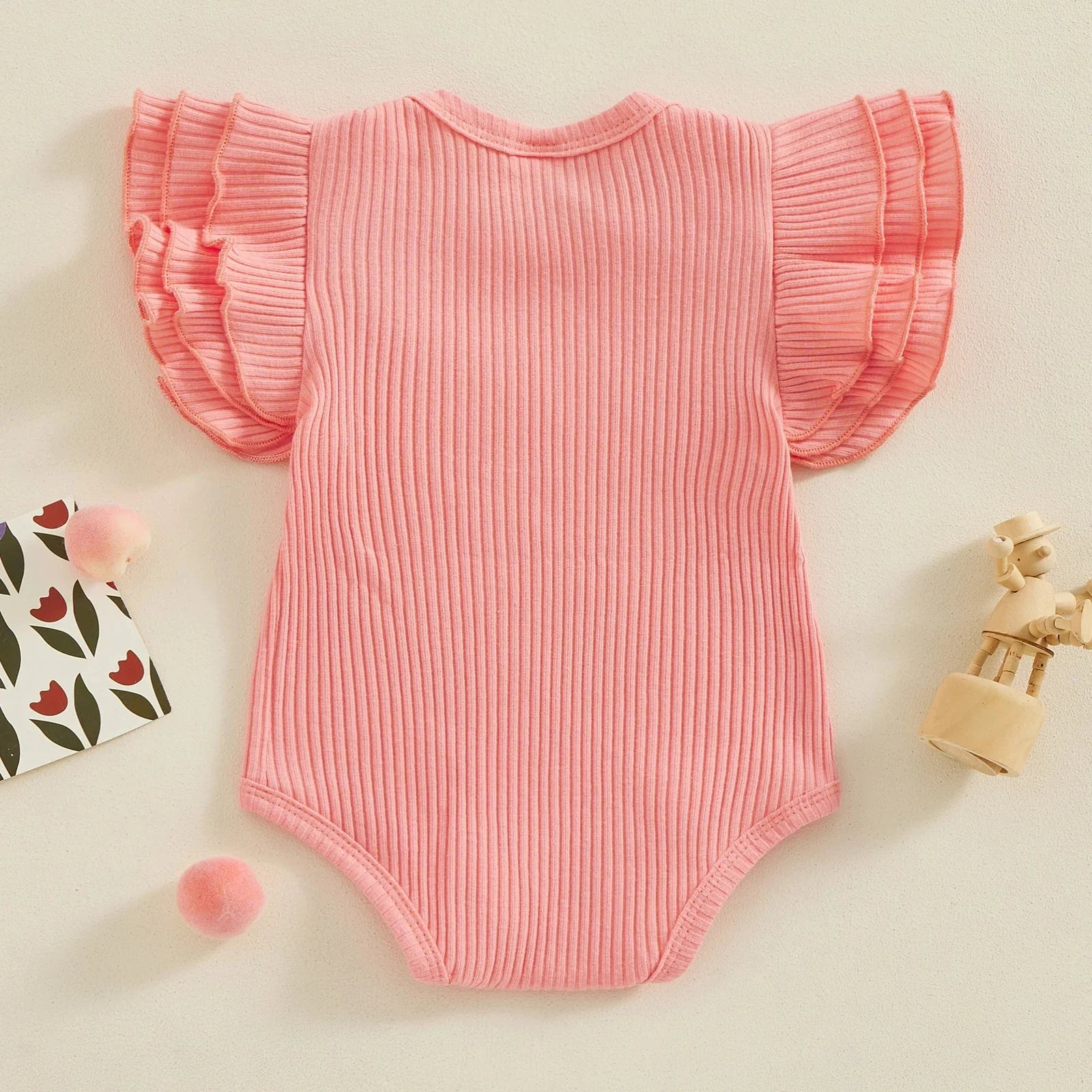 Ribbed Ruffles Solid Onesie
