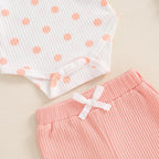 Polka Dot Ribbed Ruffles Outfit & Headband