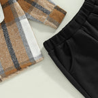 Plaid Hoodie Top with Solid Pants