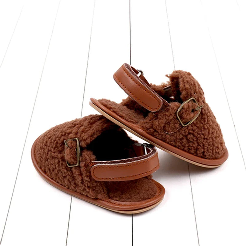 Fleece Buckle Strap Shoes