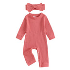Solid Ribbed Romper & Headband