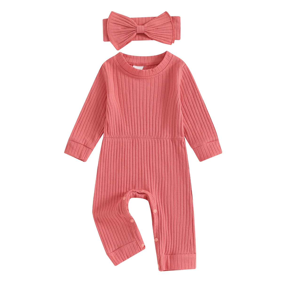 Solid Ribbed Romper & Headband