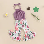 Boho Halter Floral Bell Bottoms Outfit