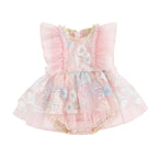 Embroidered Floral Ruffle Dress