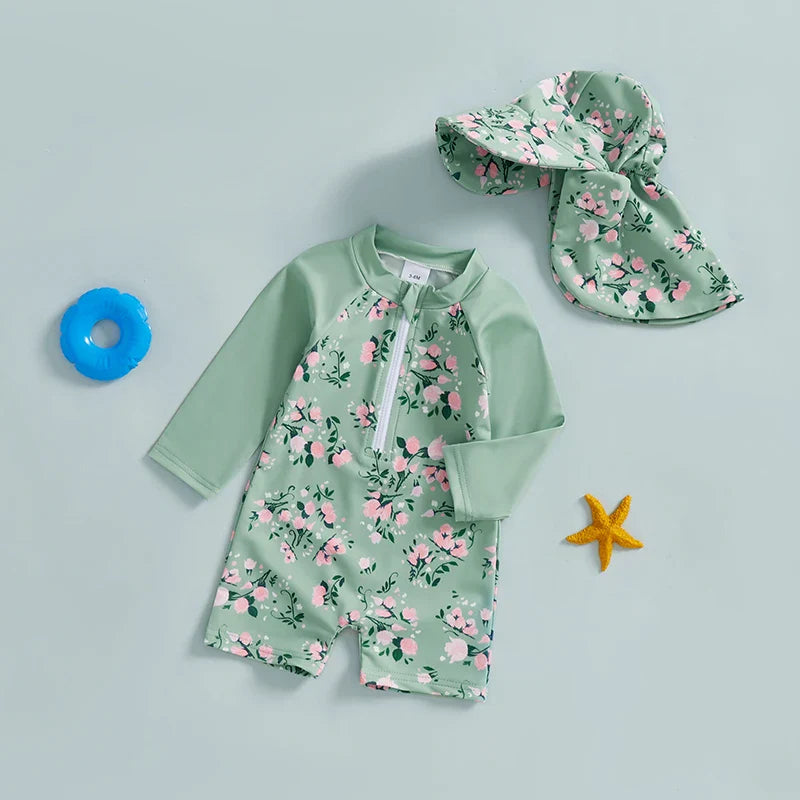 Blossoming Flower Swimsuit & Hat