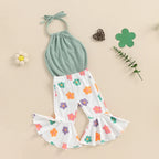 Boho Halter Floral Bell Bottoms Outfit