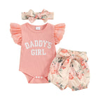 Daddy's Girl Floral Shorts & Bow Outfit