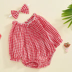 Ruffled Plaid Romper & Headband