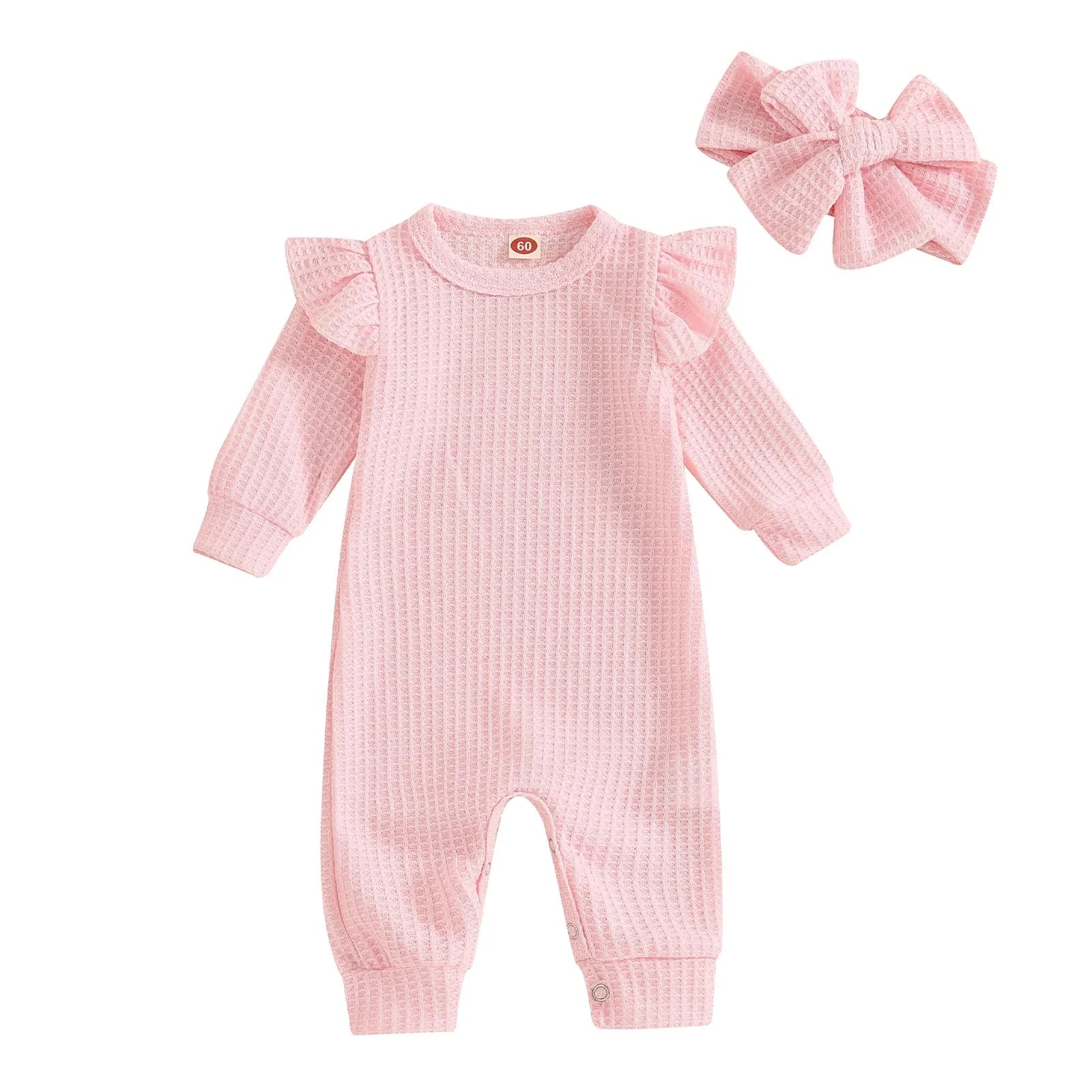 Solid Skye Ruffle Onesie & Bow