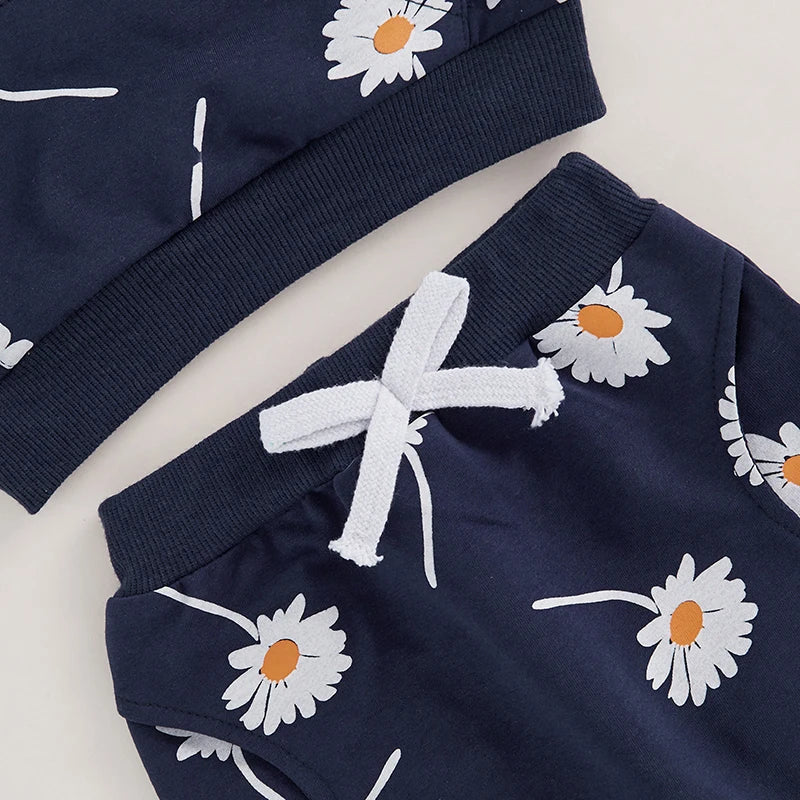 Daisy Flower Hooded Jogger Set
