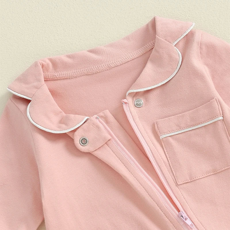 Solid Collared Pocket Onesie