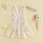 Elegant Lace Flower Dress & Headband