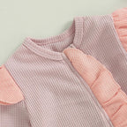 Solid Frill Footie Onesie & Bow