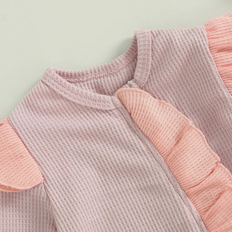 Solid Frill Footie Onesie & Bow