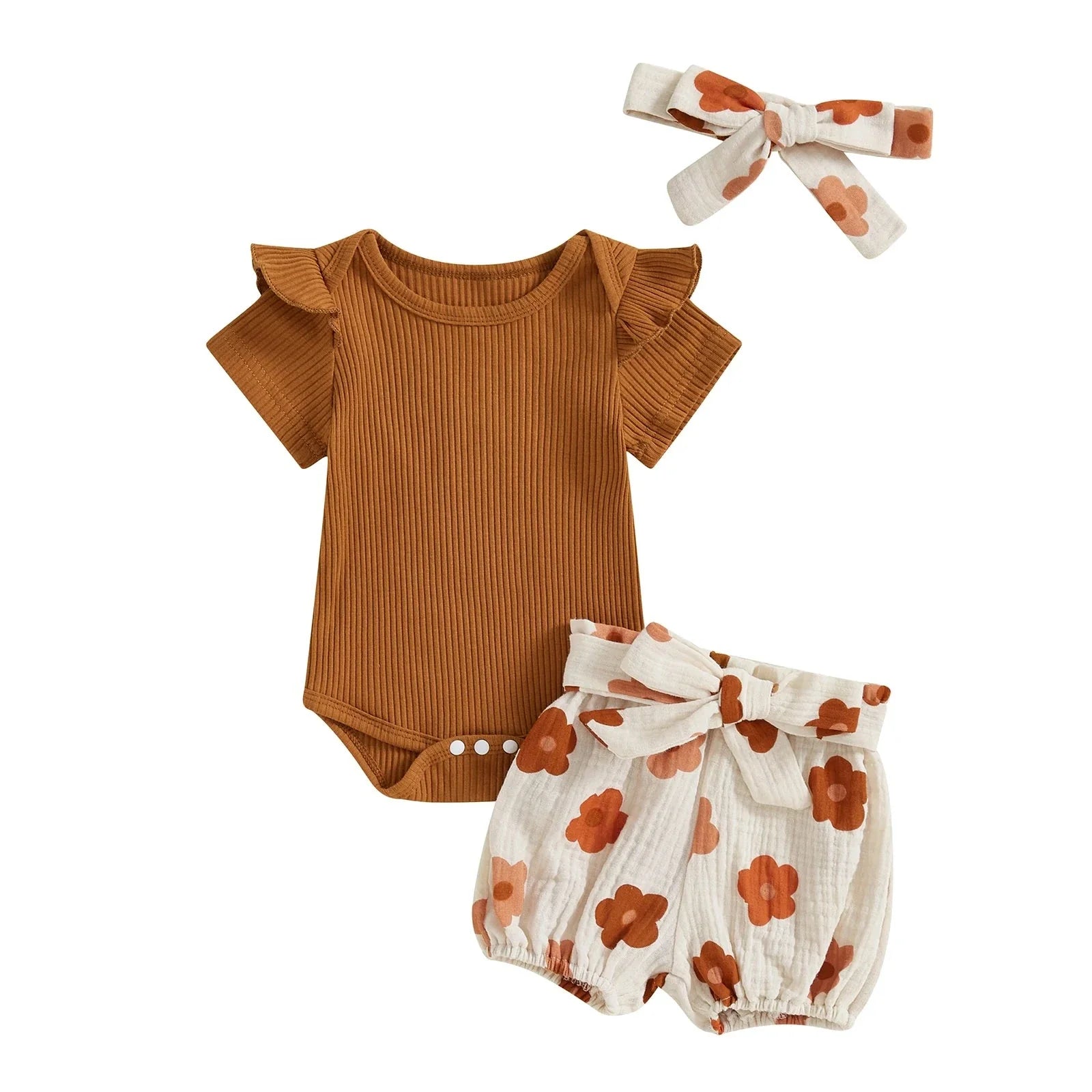 Ribbed Ruffle Flower Outfit & Bow