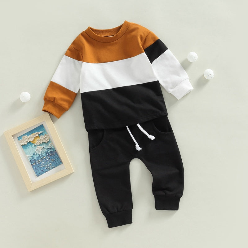 Patchwork Long Sleeve Outfit