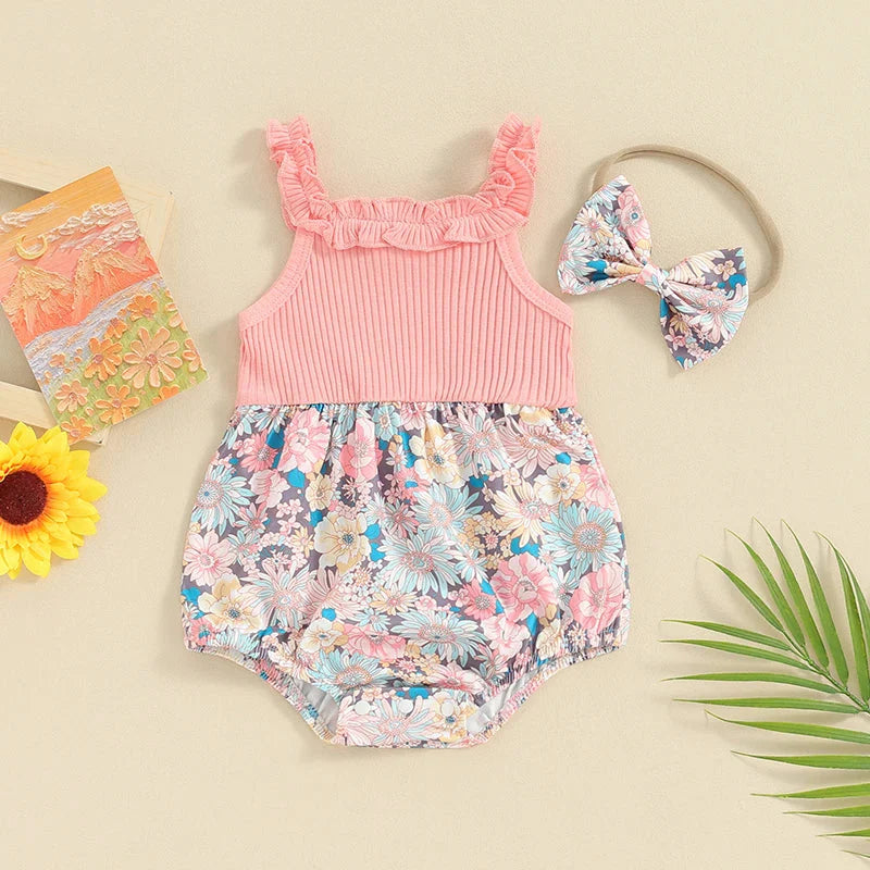 Floral Summer Selva Romper & Headband