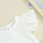 Solid Ruffled Fly Sleeve Onesie