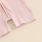 Solid Ribbed Zipper Onesie
