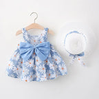Baby Girl Daisy Bow Dress with Sun Hat