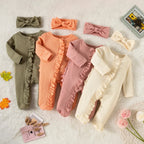 Solid Footies Ruffled Onesie & Headband