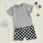 Pocket T-shirt & Checkered Shorts