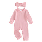 Solid Ribbed Romper & Headband