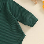 Solid Ribbed Collared Button Outfit