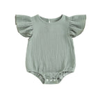 Solid Ruffled Fly Sleeve Onesie