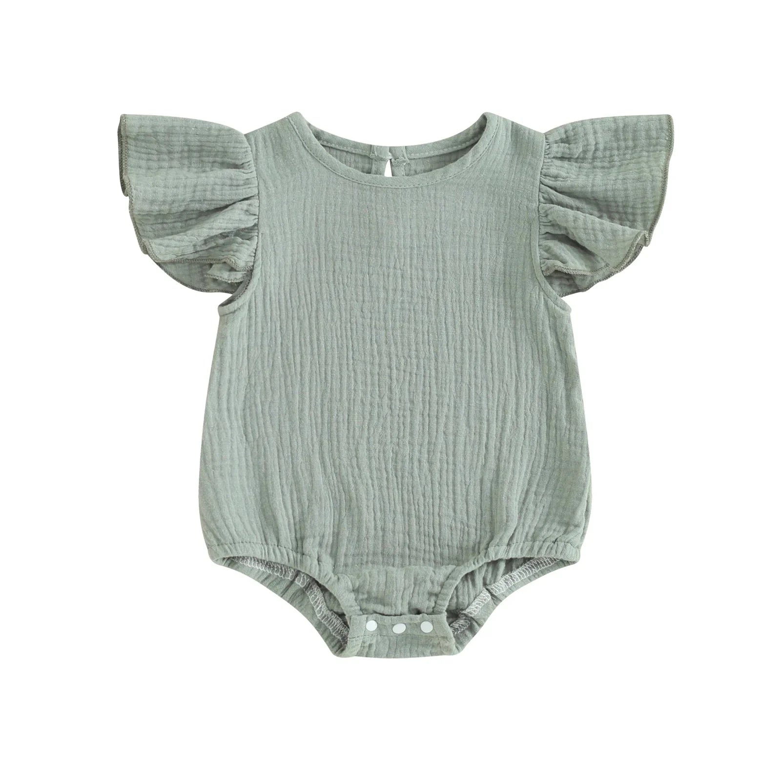 Solid Ruffled Fly Sleeve Onesie
