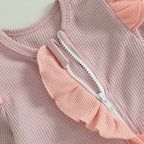 Solid Frill Footie Onesie & Bow