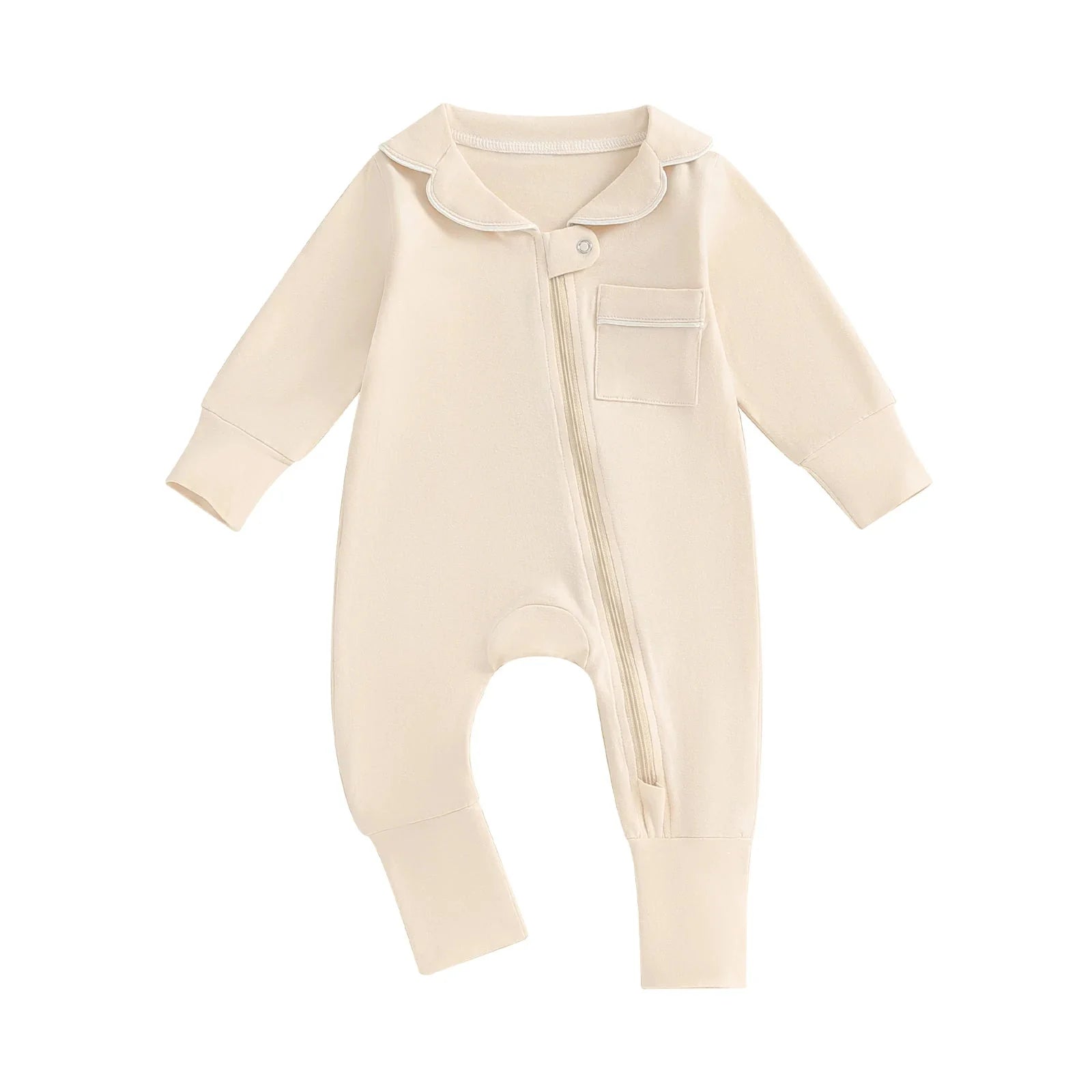 Solid Collared Pocket Onesie
