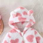 Plush Hoodie Heart Romper