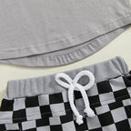 Pocket T-shirt & Checkered Shorts
