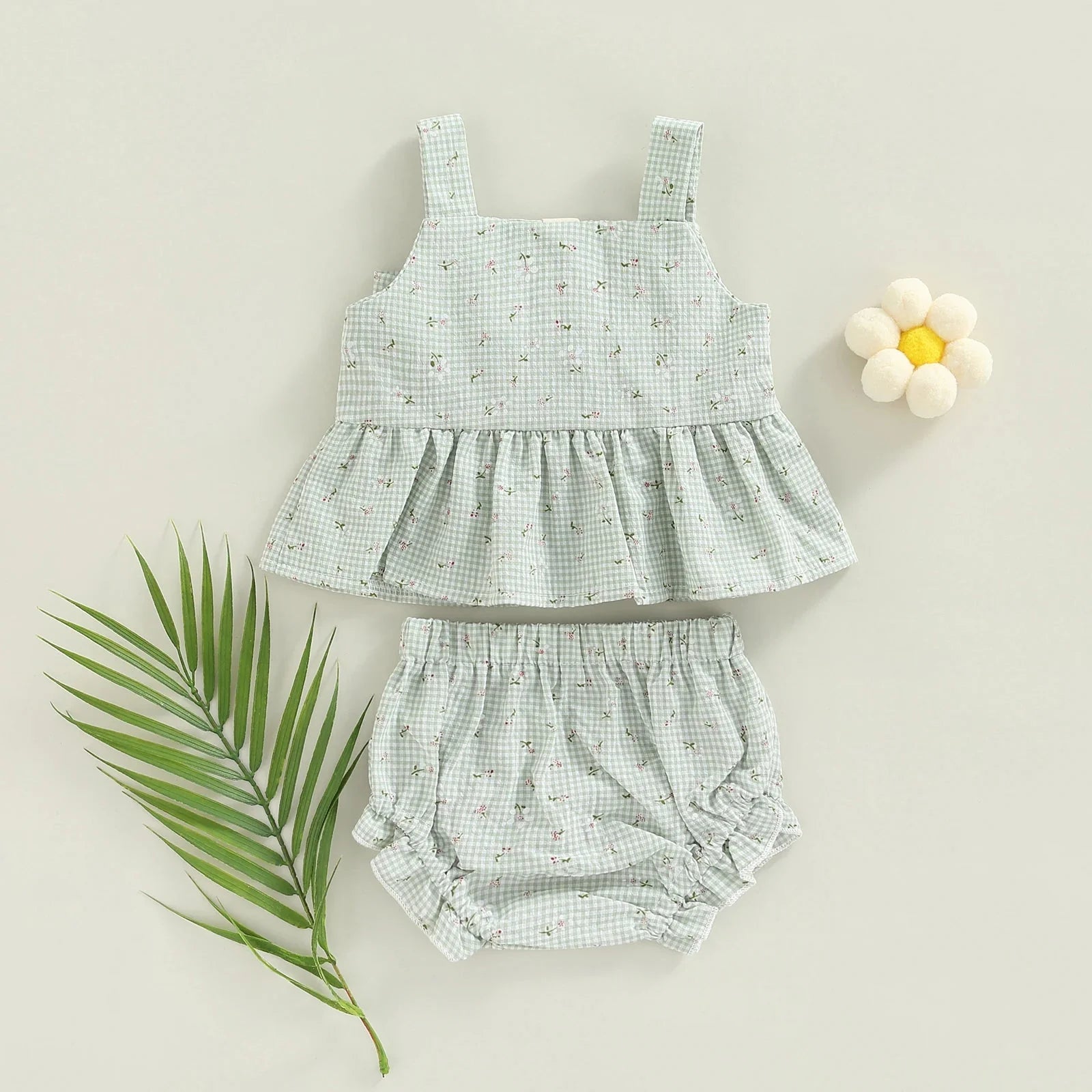 Polly Plaid Floral Bow Top & Shorts