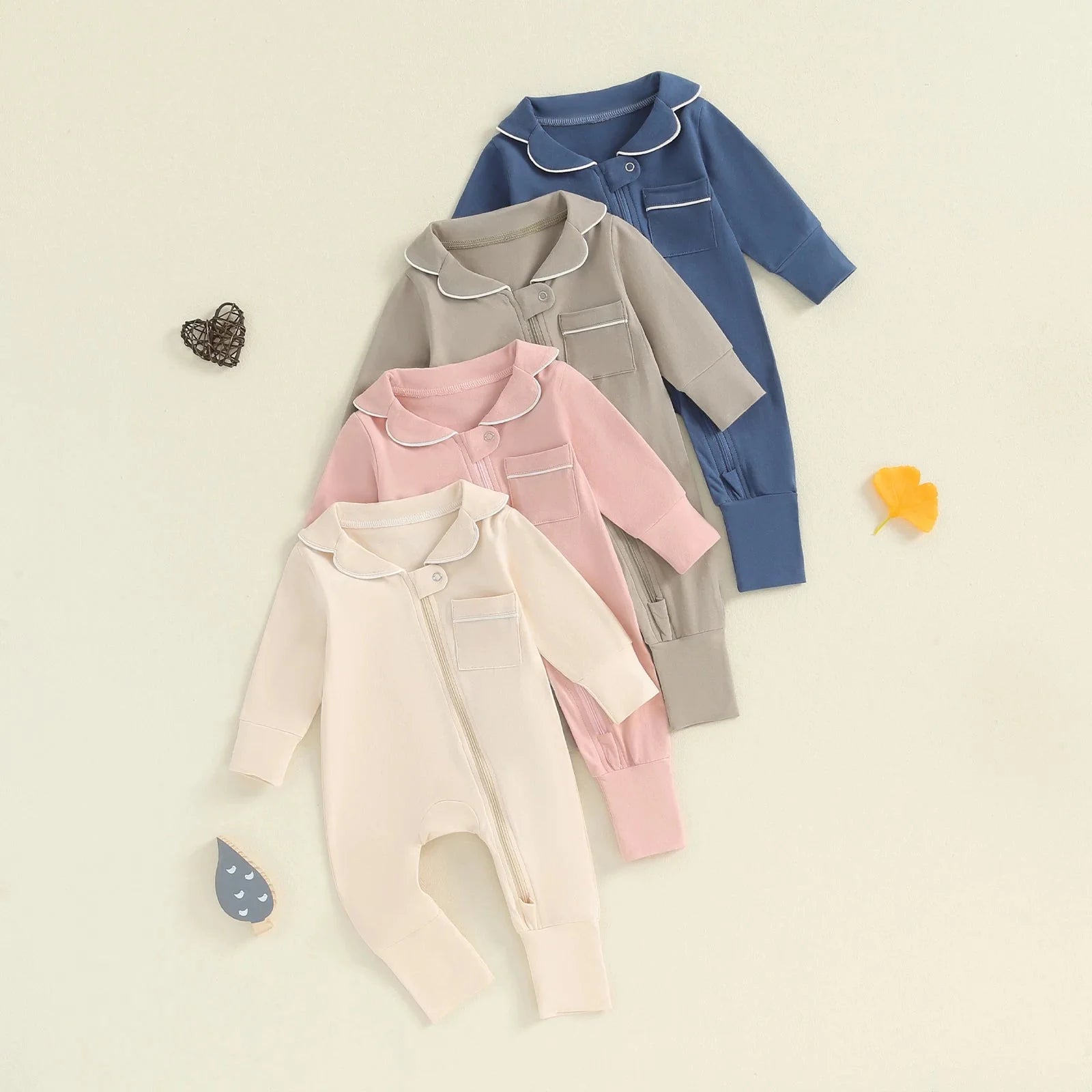 Solid Collared Pocket Onesie