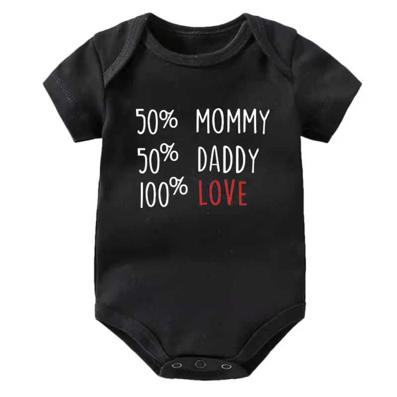 50% Mommy 50% Daddy 100% Love Onesie (Multiple Colors)