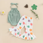 Boho Halter Floral Bell Bottoms Outfit