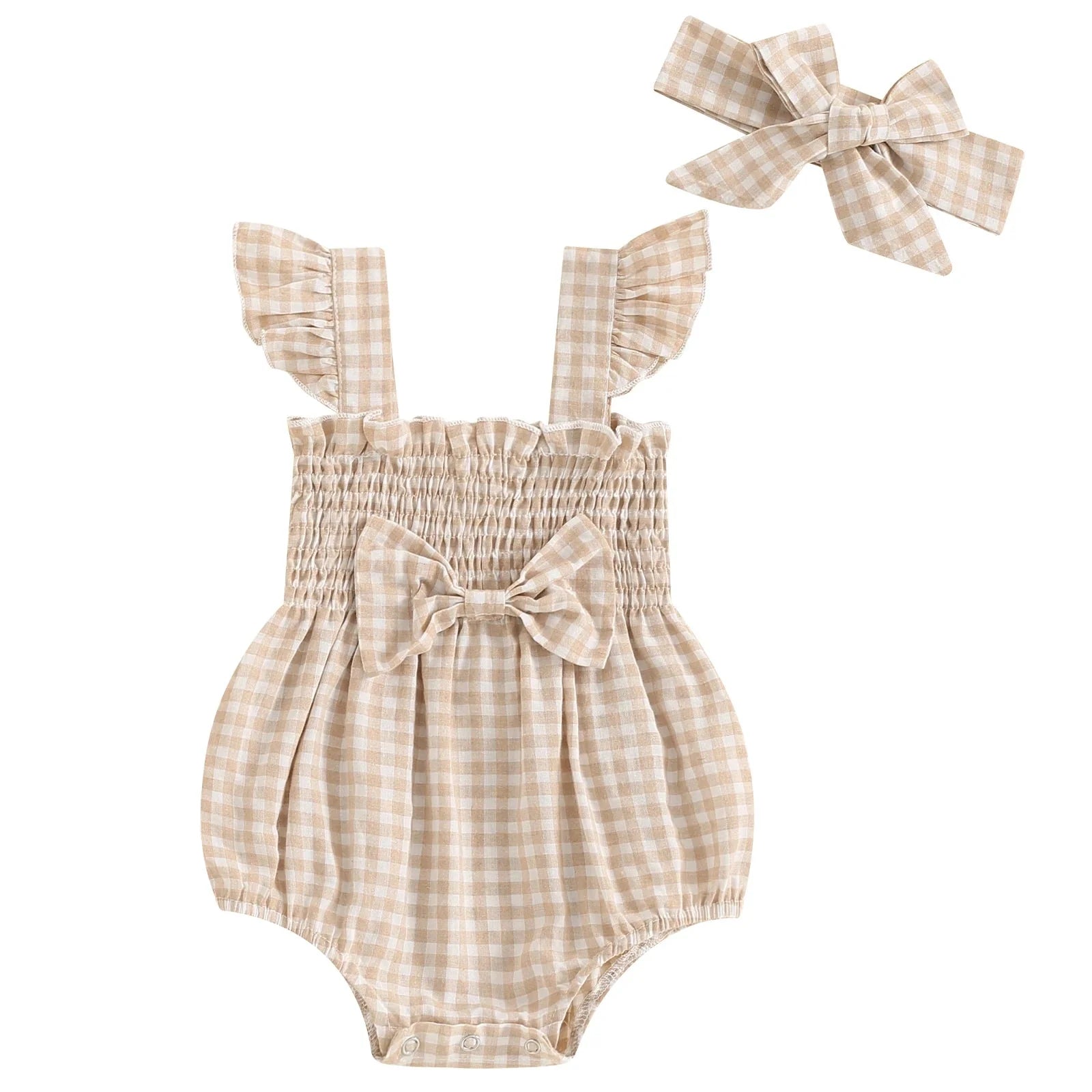 Cinched Plaid Romper & Bow