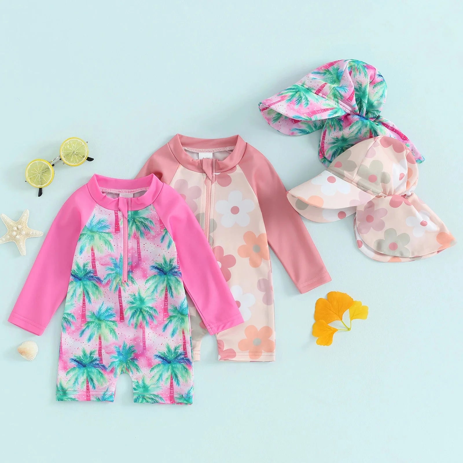 Long Sleeve Summer Time Swimsuit & Hat