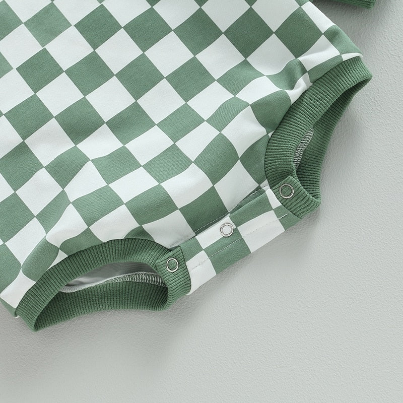 Long Sleeve Checkered Onesie
