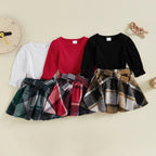 Ribbed Tamara Top & Plaid Skirt