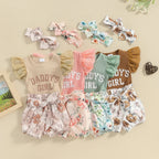 Daddy's Girl Floral Shorts & Bow Outfit