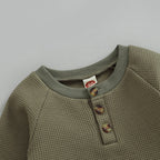 Solid Button Jogger Set