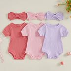 Solid Ribbed Mia Onesie & Headband