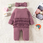 Solid Footies Ruffled Onesie & Headband