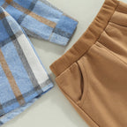 Plaid Hoodie Top with Solid Pants